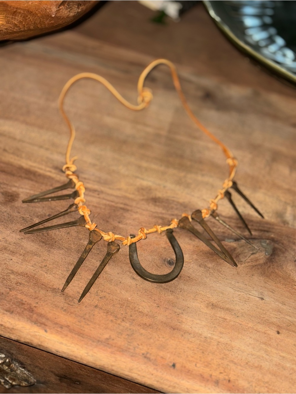 Metal & Leather Art Necklace